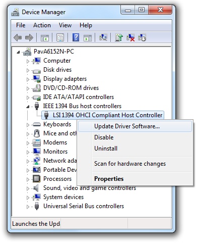 via 1394 ohci compliant host controller driver windows 10